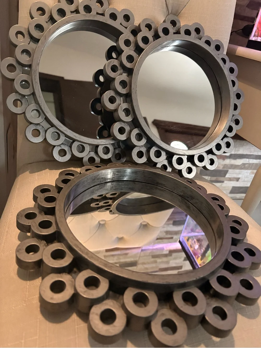 Element Decorative Wall Mirror Set (3) in Dark Gray - Used